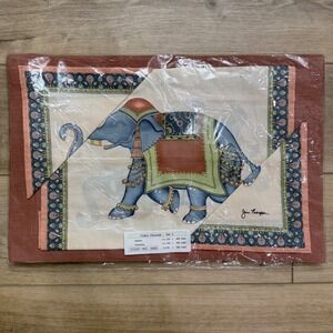 Jim Thompson Tropical Placemat Napkin Set 8pc Elephant Terracotta Blue NEW